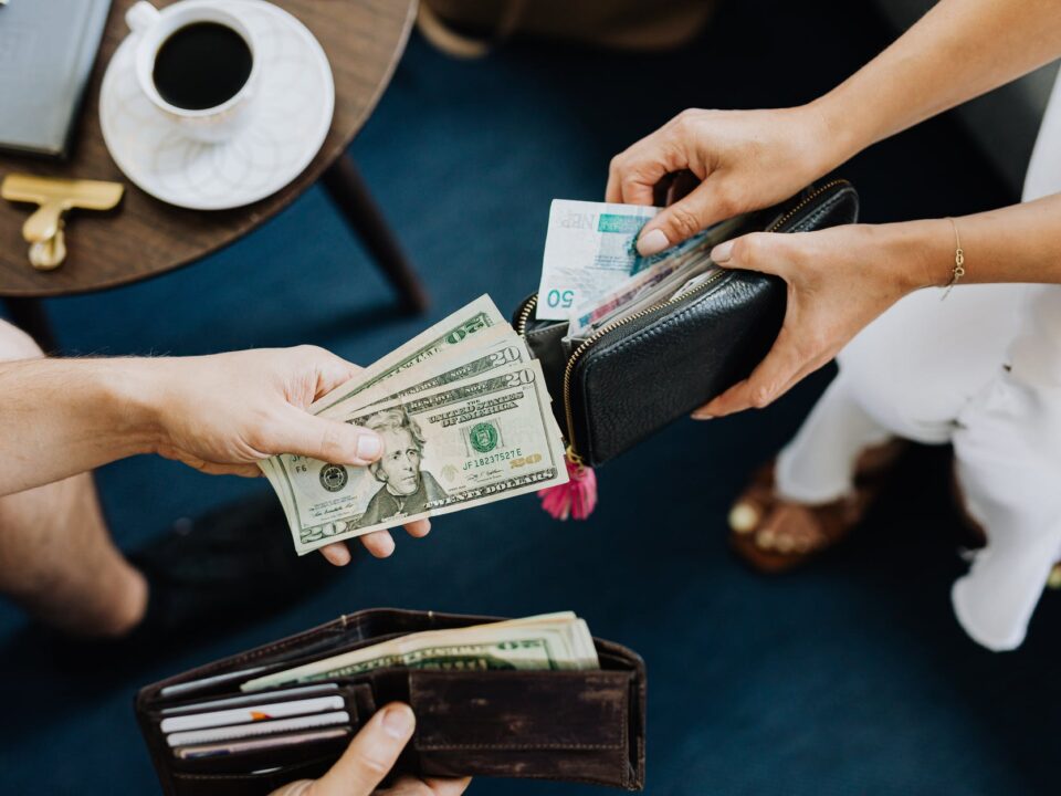 Couple Exchanging Connecticut Child Support Money